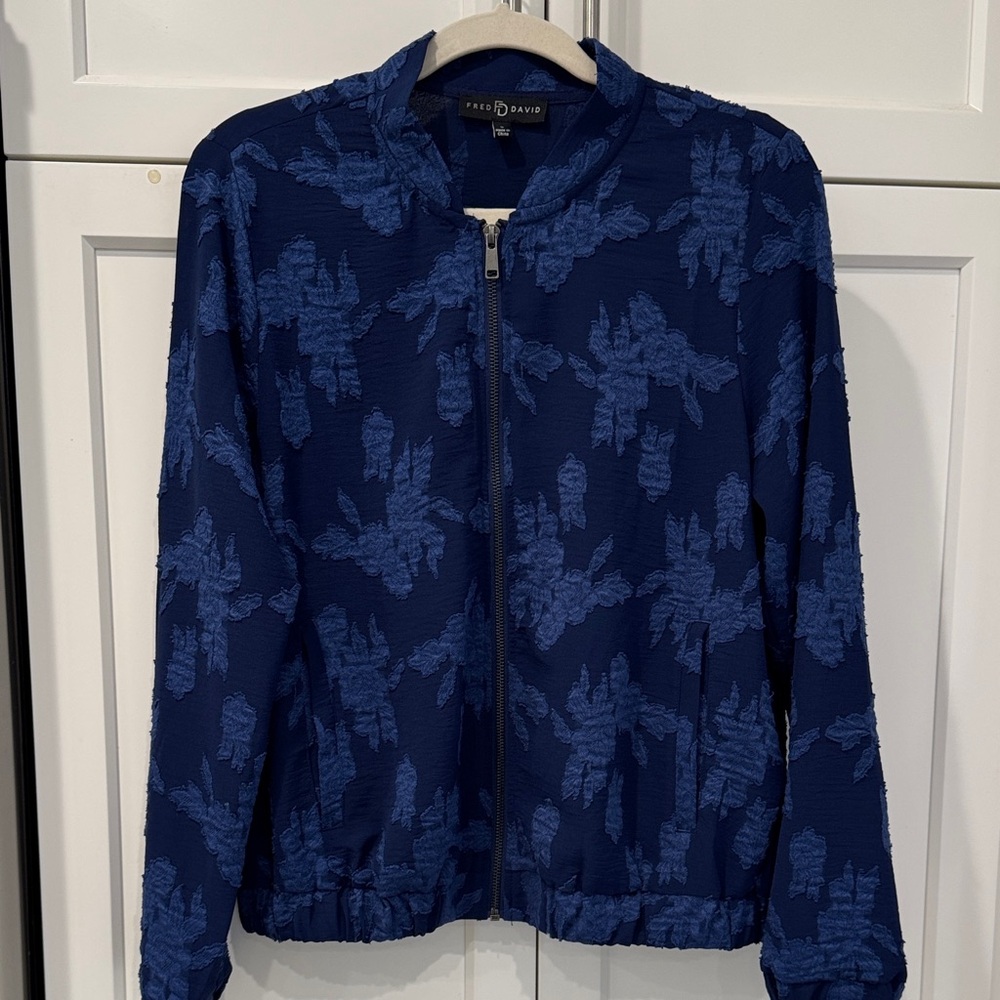Fred David Blue Floral Bomber Jacket
